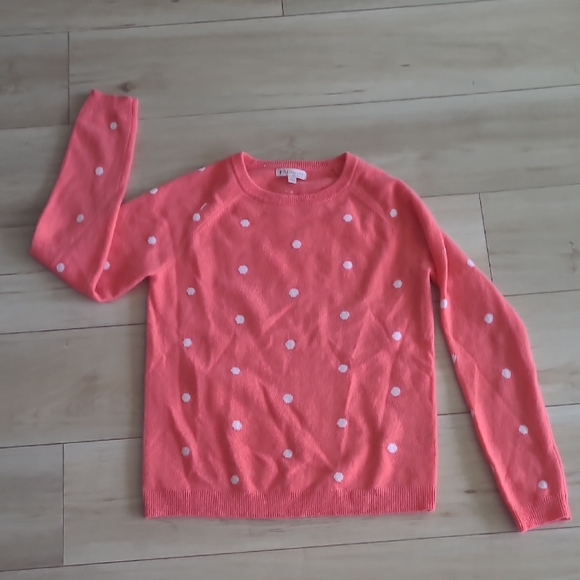 Philosophy Sweaters - Philosophy Coral and White Polka Dot Sweater Size S